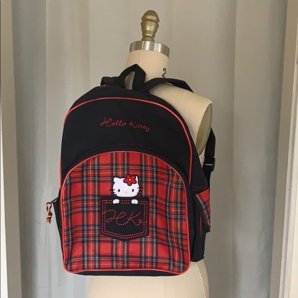 Vintage Y2K Sanrio Hello Kitty Plaid Backpack
